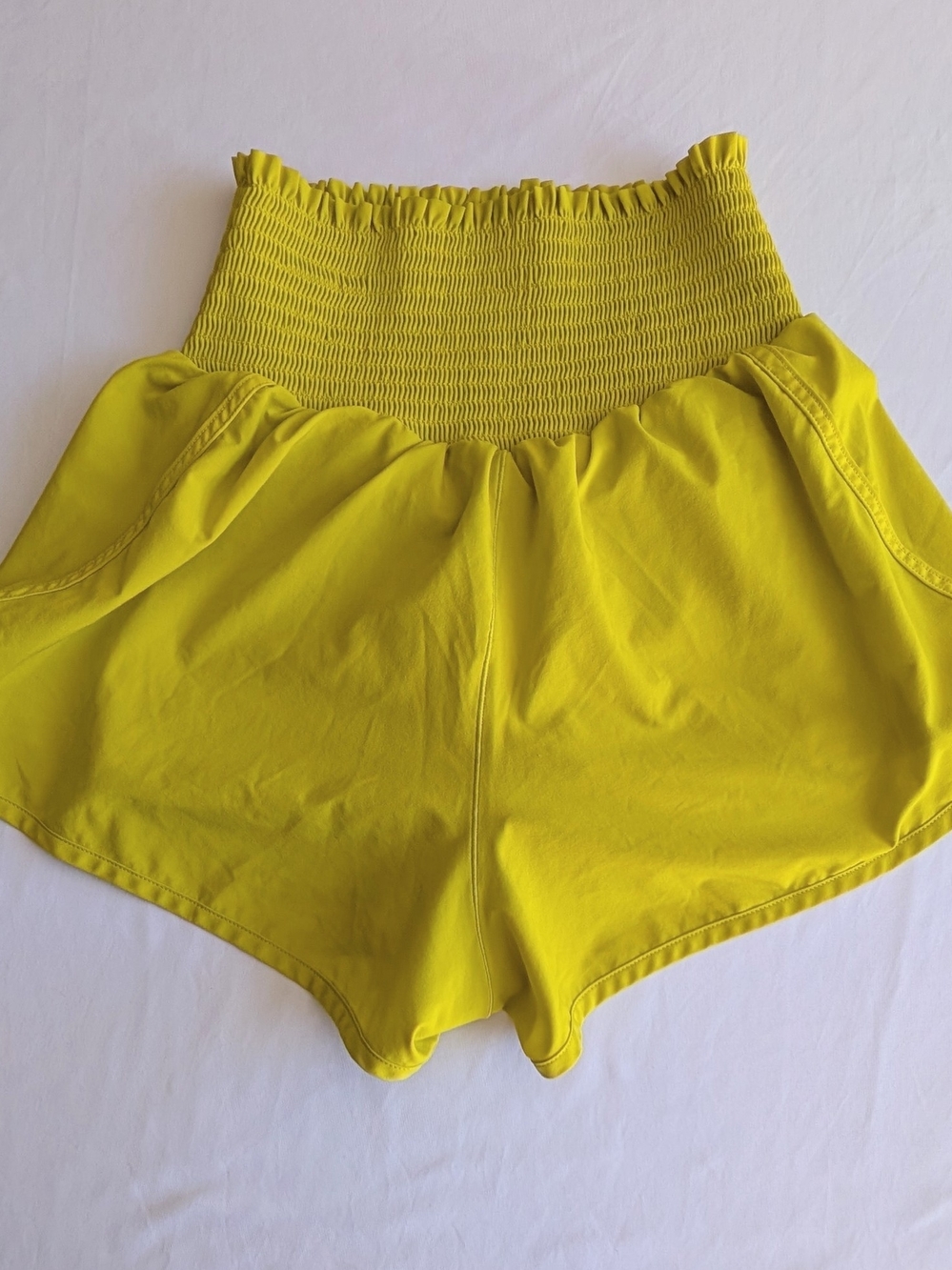 Offline Bt Aerie High-Waist Smocked Yellow Women's Running Shorts